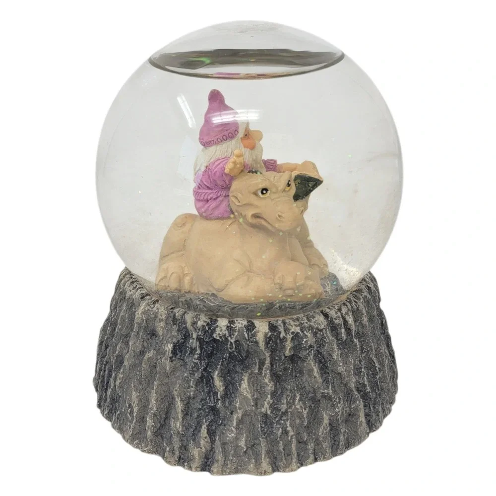 Krystonia Snow Globe Wizard Musical Puff The Magic Dragon Mythical Vintage 80s